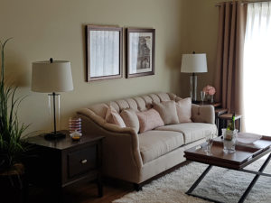 Living area in a suite at Oakcrossing Retirement Living
