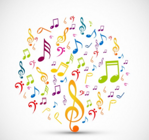 Various colourful music notes