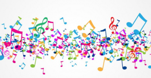 Various colourful music notes