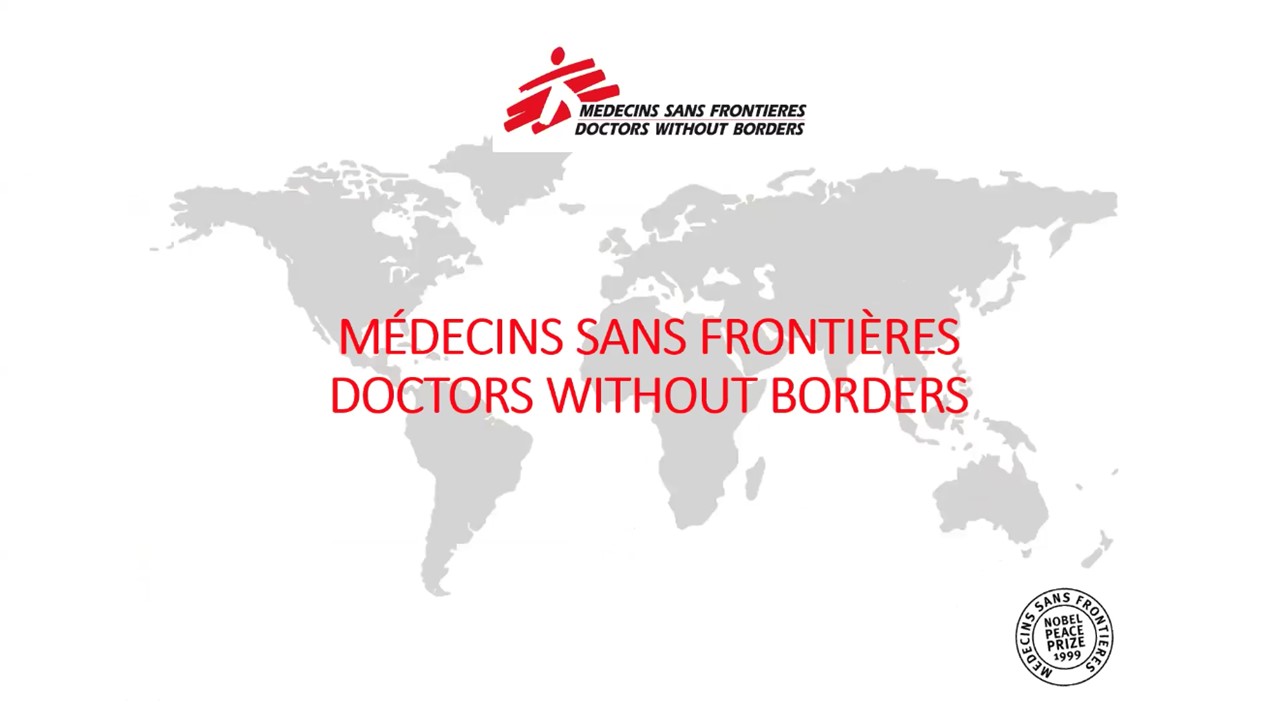 Doctors without borders logo on top of a world map