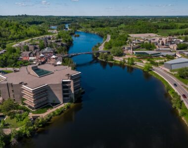 Trent University's Symons Campus on the banks of the Otonabee River