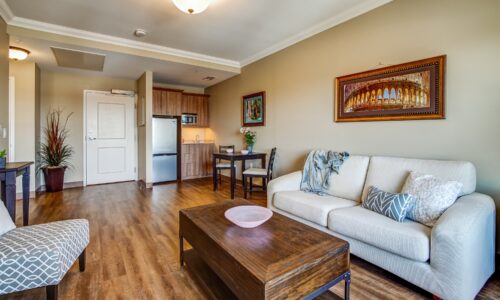 Living room area in suite at Oakcrossing Retirement Living