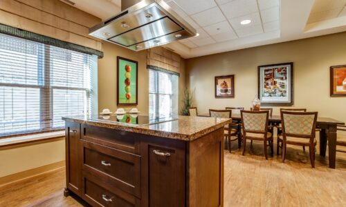 Kitchen and family room at Oakcrossing Retirement Living