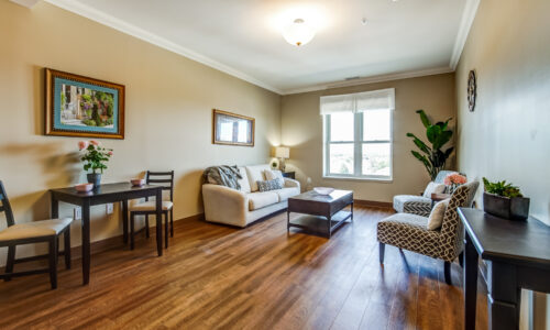 Living room area in suite at Oakcrossing Retirement Living