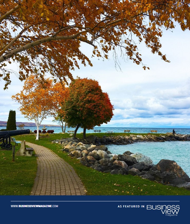 Cover of Business View magazine featuring a scenic photo of Meaford