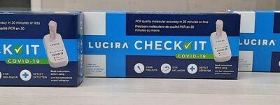 Three Lucira rapid molecular test kits