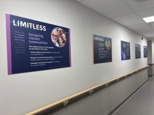 Posters of Limitless priorities displayed in a peopleCare home