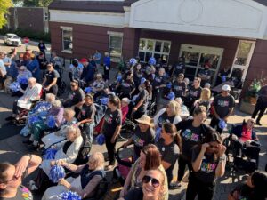 Group of people outside for a walk